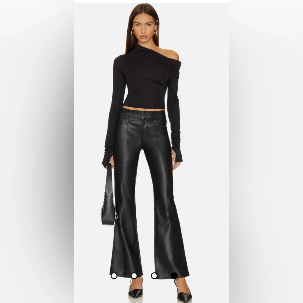FREE PEOPLE x We The Free Uptown High Rise Black  Faux Leather Pant size 4 - Picture 2 of 10